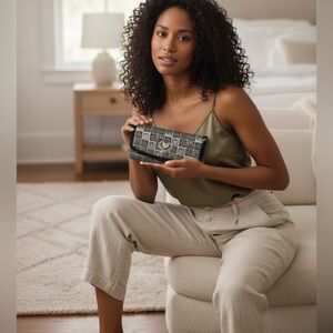 NWOT Brighton Black and Gray Heart Wallet